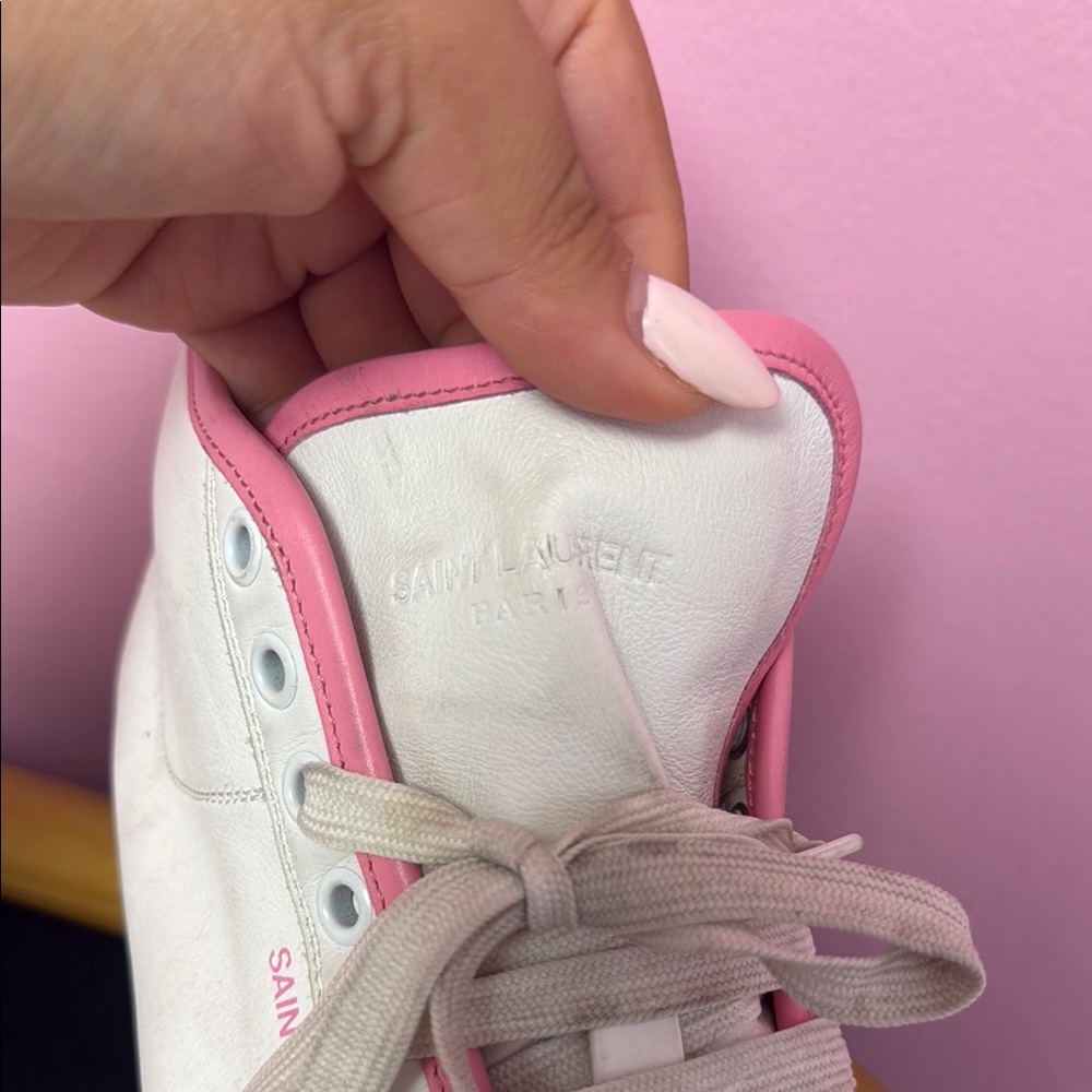 Saint Laurent White and Pink High-Tops - Picture 2 of 8